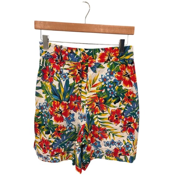 Adam Douglass Adrianna Papell Womens Tropical Floral Print Linen & Cotton Short - Picture 2 of 6